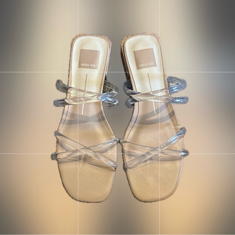 Dolce Vita Patsi clear criss cross strap flat sandals NWOT - Picture 3 of 7